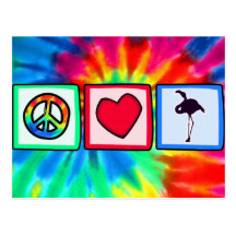 Peace, Love, Flamingos Postcard