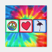 Peace, Love, Flamingos Refrigerator Magnets