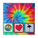 Peace, Love, Flamingos Tile