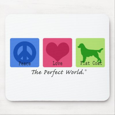 Peace Love Flat Coat Retriever Mouse Mats by dogwiregifts