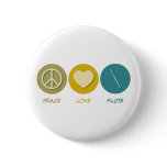 Peace Love Flute Pinback Button