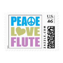 Peace Love Flute Postage Stamp
