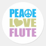 Peace Love Flute Round Sticker