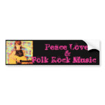 Peace Love &amp; Folk Rock Music Bumper Stickers