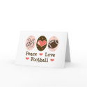 Peace Love Football Blank Greeting Card by SportyTeesGifts Peace Love Football Blank Greeting Card
