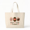 Peace Love Football Canvas Tote Bag by SportyTeesGifts Peace Love Football Canvas Tote Bag