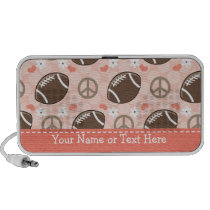 Peace Love Football Doodle Speakers Personalized