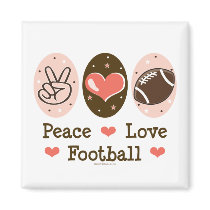 Peace Love Football Magnet by SportyTeesGifts Peace Love Football Magnet