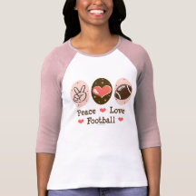 Peace Love Football Pink Raglan Shirt