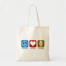 PEACE, LOVE, FOSSIL CANVAS BAGS