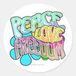 Peace Love Freedom Round Stickers