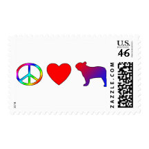 Peace Love French Bulldogs Stamps