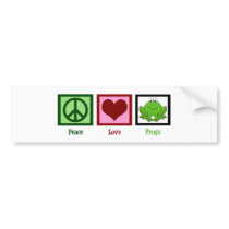 Peace Love Frogs Bumper Sticker