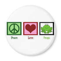 Peace Love Frogs Fridge Magnet