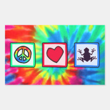 Peace, Love, Frogs Rectangle Sticker