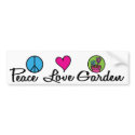 Peace. Love. Garden. bumper stickers by GardenObsessions Peace. Love. Garden. bumper stickers