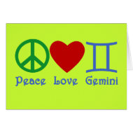 Peace Love Gemini Astrological Design card