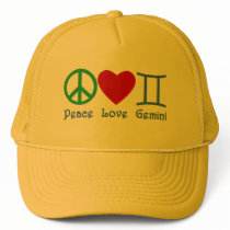 Peace Love Gemini Astrological Design Trucker Hats