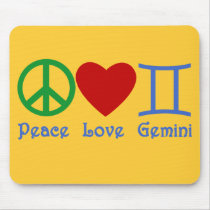 Peace Love Gemini Astrological Design mousepads by AstroBaby Peace Love Gemini Astrological Design mousepads