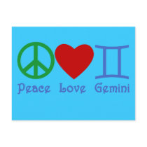 Peace Love Gemini Astrological Design Post Card