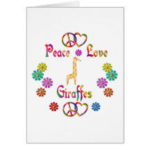 PEACE LOVE GIRAFFES GREETING CARD