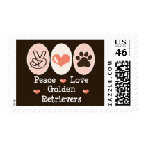 Peace Love Golden Retrievers Postage Stamps by DogTeesGifts Peace Love Golden Retrievers Postage Stamps