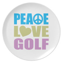 Peace Love Golf Dinner Plate