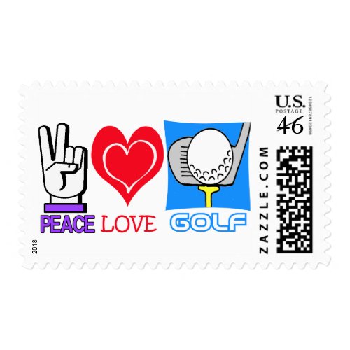 PEACE LOVE GOLF zazzle_stamp