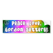 Peace Love Gordon Setters Bumper Sticker bumper stickers by MenagerieMayhem Peace Love Gordon Setters Bumper Sticker bumper stickers