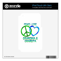 Peace Love Grandma & Grandpa Decals For iPod Touch 4G