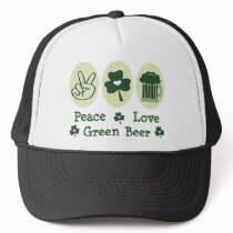 Peace Love Green Beer Cap Mesh Hats