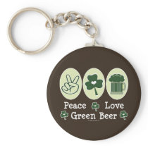Peace Love Green Beer Key Chain