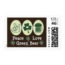 Peace Love Green Beer Postage Stamps