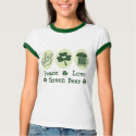 Peace Love Green Beer Ringer Tee Shirt shirt