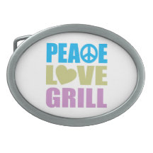 Peace Love Grill Oval Belt Buckle