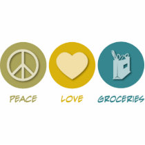 Peace Love Groceries photo sculptures
