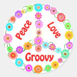 Peace Love Groovy Round Sticker