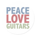 Peace Love Guitars stickers by TeeShirtsTShirts Peace Love Guitars stickers