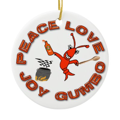 Peace Love Gumbo/Fleur de Lis Crawfish Ornament