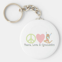 peace love gymnastics blonde key chain