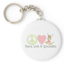 peace love gymnastics blonde key chain