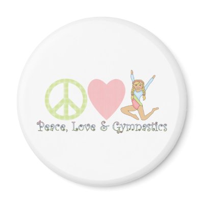 peace love gymnastics blonde Magnets