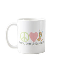 peace love gymnastics blonde mug