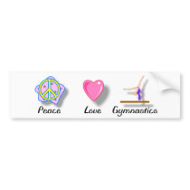 Peace Love Gymnastics Bumper Sticker bumper stickers by hdnytstrgrl Peace Love Gymnastics Bumper Sticker bumper stickers