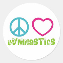 Peace Love Gymnastics Round Stickers