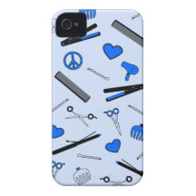 Peace, Love, & Hair Accessories (Bright Blue) iPhone 4 Cases