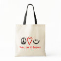 Peace, Love & Happiness bags by hmccowan Peace, Love & Happiness bags