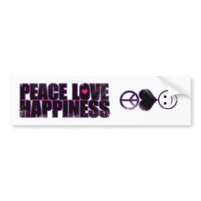 Peace Love Happiness Bumper Sticker by SilverJune