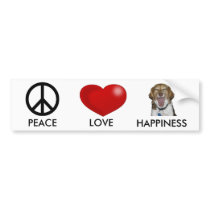 PEACE, LOVE HAPPINESS bumper stickers