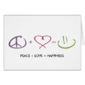 Peace + Love = Happiness cards by thecitymix Peace + Love = Happiness cards